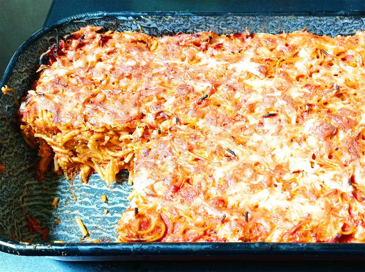 Rakott magyaros húsos spagetti, olaszos lendülettel